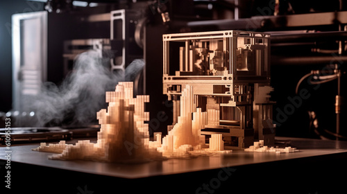 An image of a 3D printer in action, creating intricate objects layer by layer, highlighting the advancements in additive manufacturing Generative AI photo