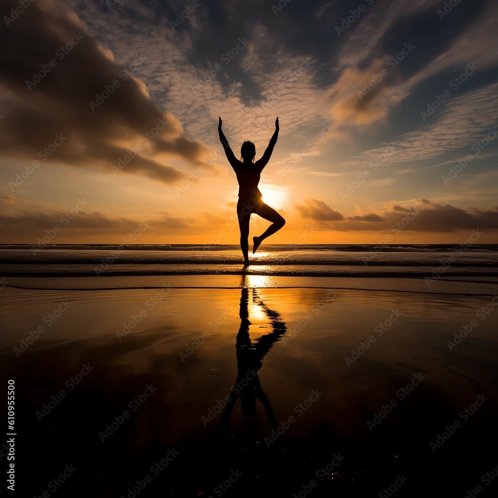 silhouette of a woman doing yoga