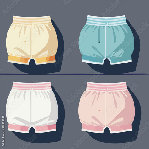 Vector set of cloth baby diapers. Eco friendly diapers