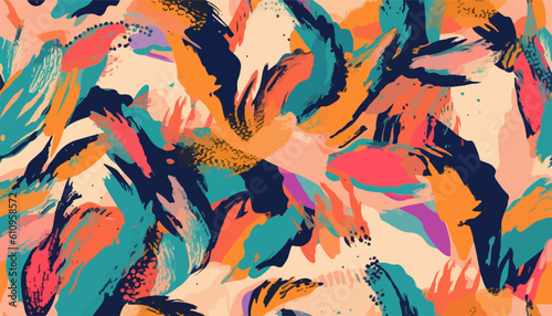 Hand drawn colorful abstract print. Artistic collage seamless pattern. Fashionable template for design.