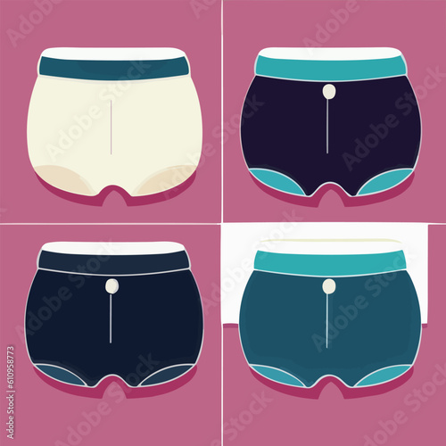 Vector set of cloth baby diapers. Eco friendly diapers