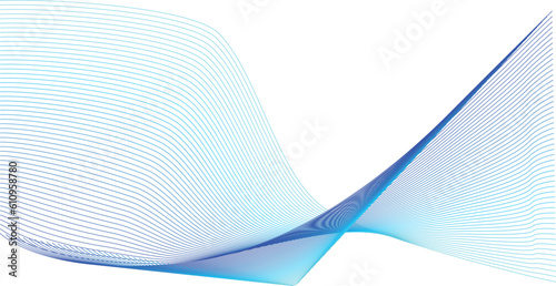 Abstract blue smooth wave on a white background. Dynamic sound wave. Design element. Vector illustration.