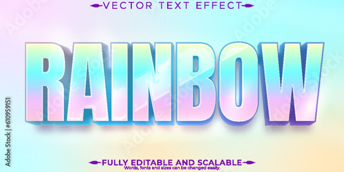 Editable text effect rainbow, 3d unicorn and soft font style