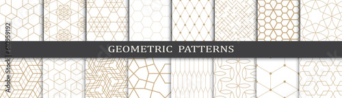 Seamless geometric golden pattern set
