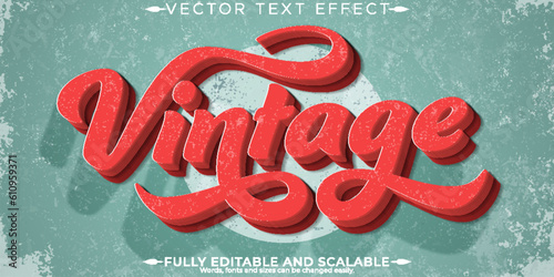 Retro, vintage text effect, editable 70s and 80s text style