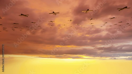 Multiple precision-guided bombs flying towards their designated targets with military precision and speed.