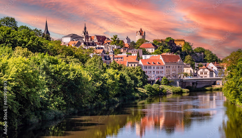 Panoramic view of the city of Bernburg in Saxony-Anhalt