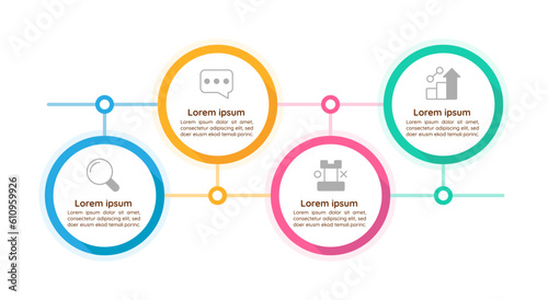 Business analytics infographic chart design template. Editable infochart with icons. Instructional graphics with 4 step sequence. Visual data presentation. Quicksand Bold, Medium fonts used