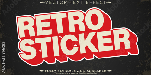 Retro sticker  text effect, editable 70s and 80s text style