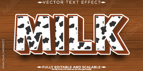 Editable text effect farm, 3d cow and milk font style
