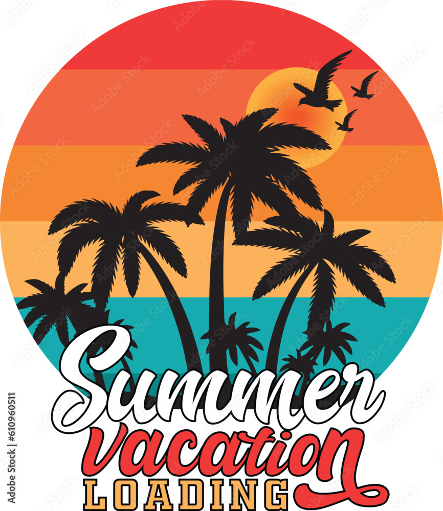 Summer vacation loading T-Shirt Design, t-shirt design vector