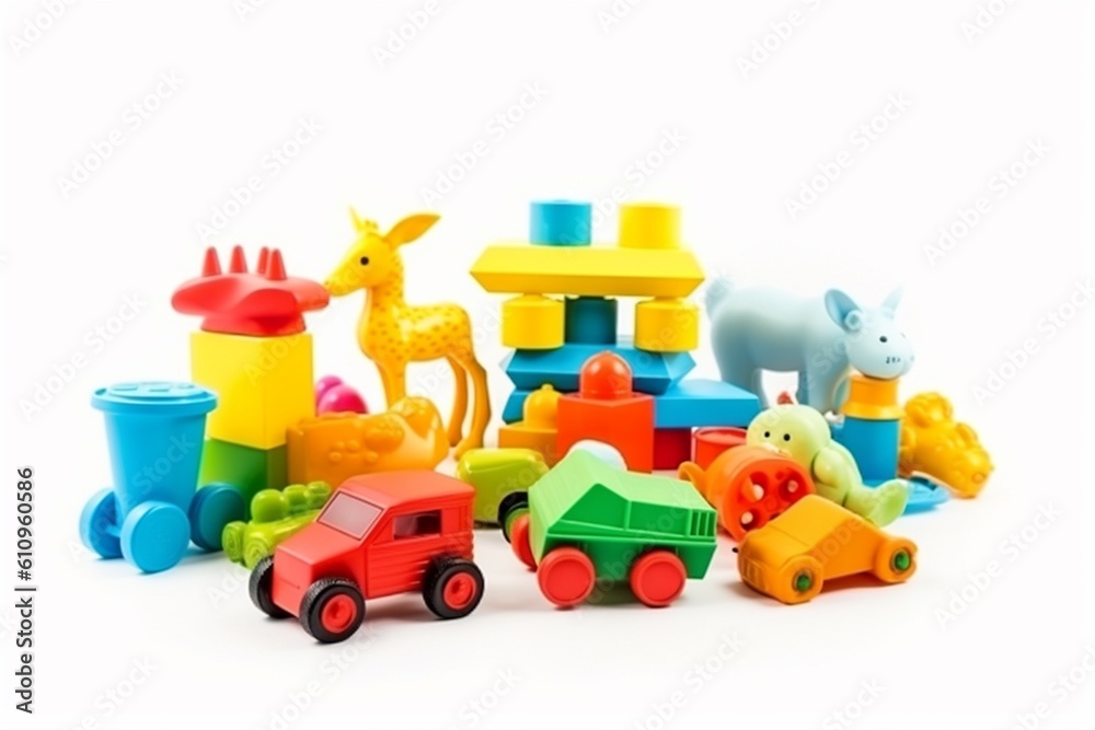 Children Toys Isolated on White Background Created with Generative AI Children Toys Isolated on White Background Created with Generative AI