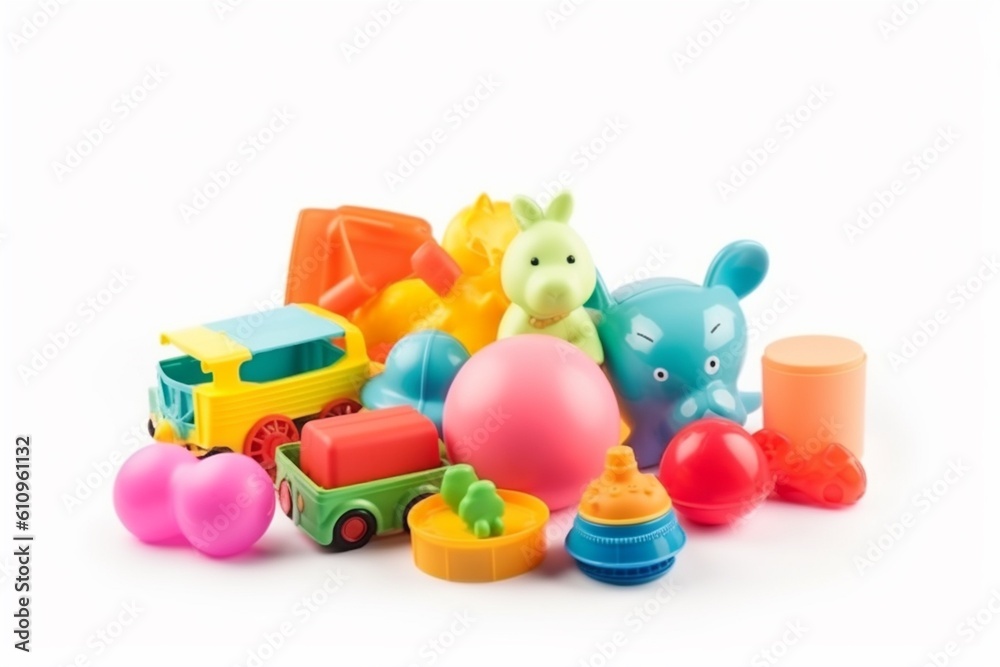 Naklejka premium Children Toys Isolated on White Background Created with Generative AI