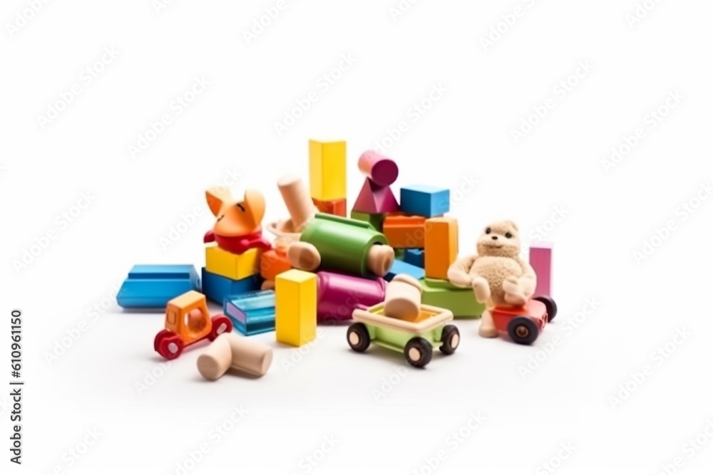 Naklejka premium Children Toys Isolated on White Background Created with Generative AI
