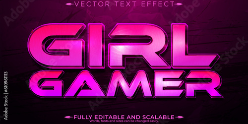 Gamer girl text effect, editable esport and stream text style