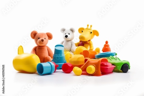 Children Toys Isolated on White Background Created with Generative AI © dendyh7