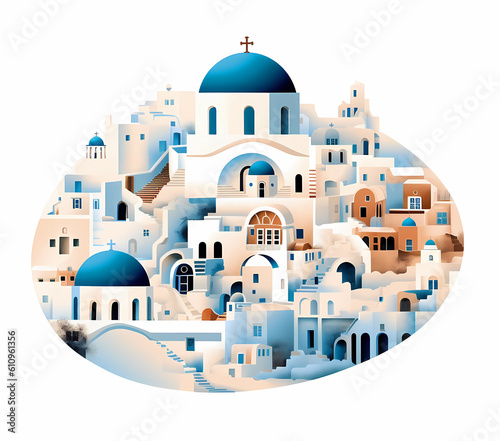 Illustration of a beautiful view of a greek village  Greece