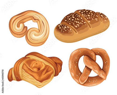 Bread Tasty Food bakery Breakfast Baked Vector Illustration
