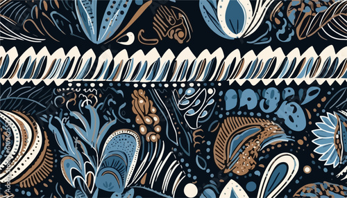 Modern hand drawn mixed ethno style ornamental pattern. Abstract trendy print. Fashionable vector template for your design