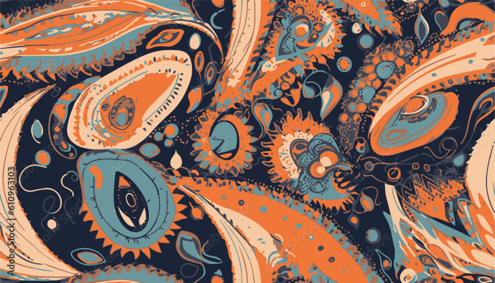 Modern hand drawn paisley ornament pattern. Abstract trendy ethnic style. Fashionable vector template for your design. Modern hand drawn paisley ornament pattern. Abstract trendy ethnic style. Fashionable vector template for your design.