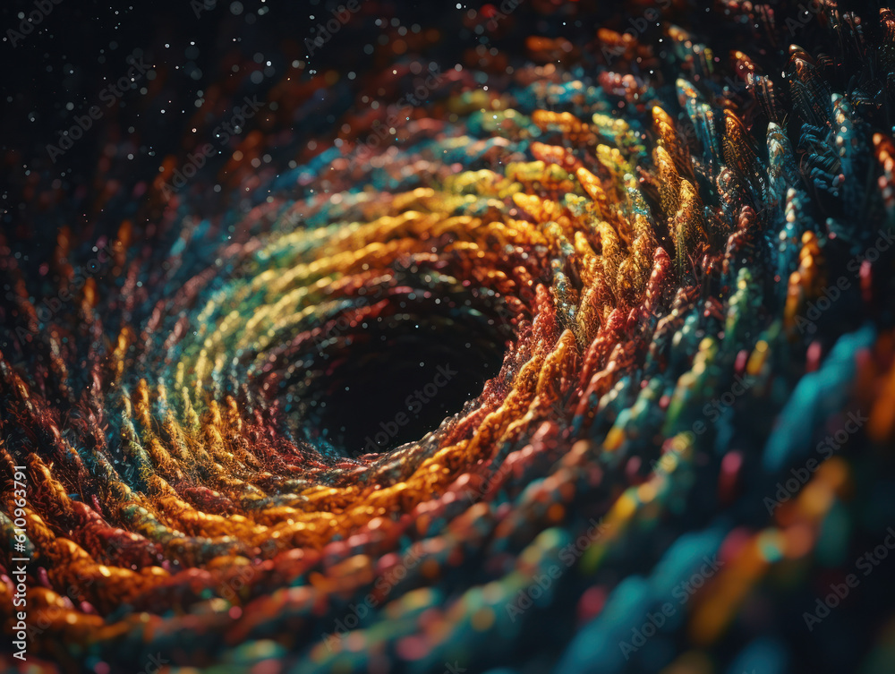 Obraz premium Colorful Swirling radial vortex background golden particles and sparkles created with Generative AI technology