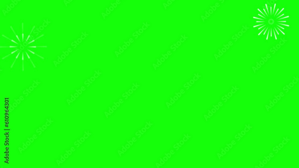Fogos de Artíficio Fireworks Fundo Verde Vetor Ilustração Animado Flat Chroma Key