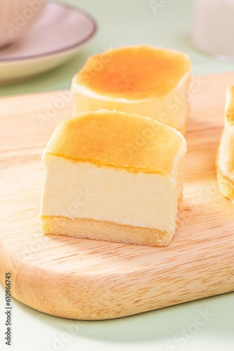 Medium Baked Cheesecake,Semi-cooked cheese,indoor photography close-up