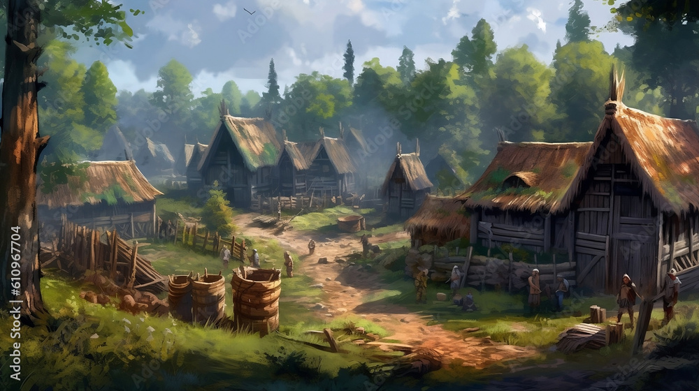 Medieval village surrounded by nature Medieval village surrounded by nature