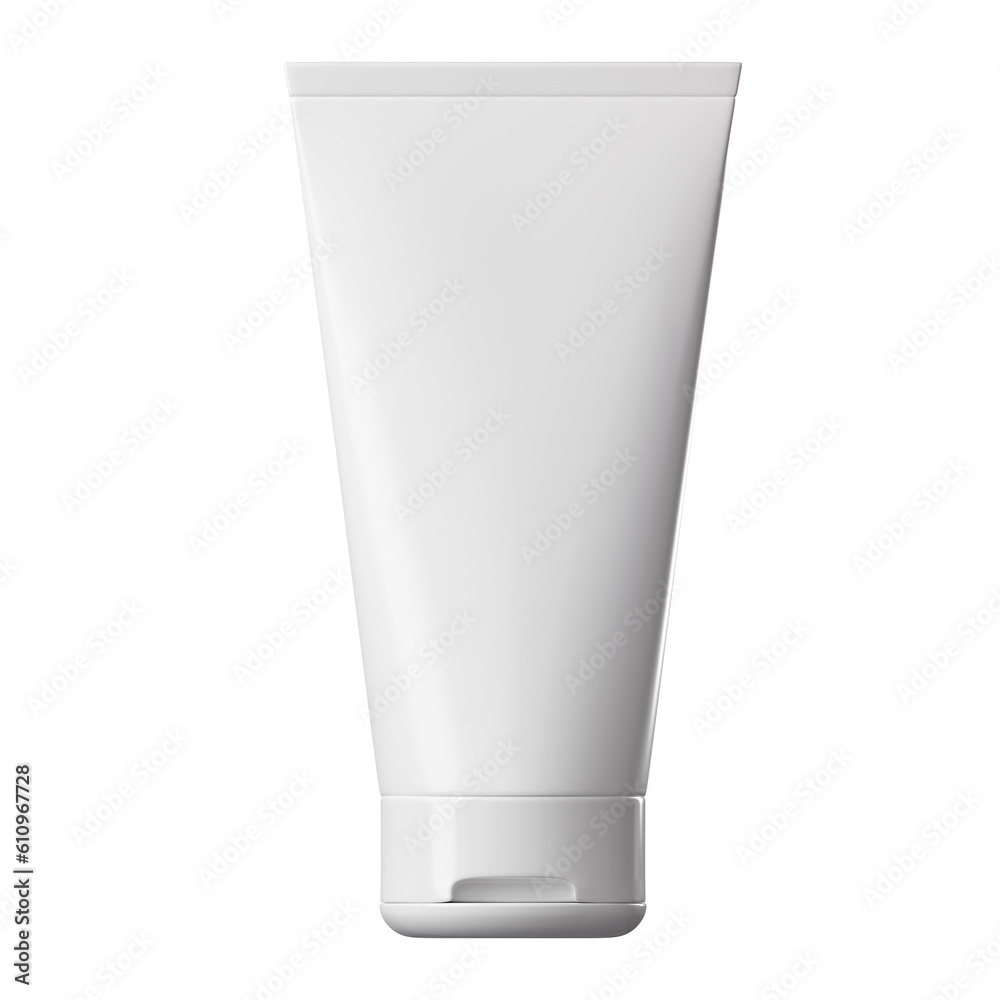 White glossy plastic tube for medicine or cosmetics - cream, lotion, gel, skin care, toothpaste. 3D rendering realistic packaging mockup template. Front view. White glossy plastic tube for medicine or cosmetics - cream, lotion, gel, skin care, toothpaste. 3D rendering realistic packaging mockup template. Front view.