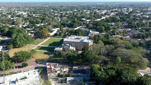 Aerial view of the Convent de San Bernardino in Valladolid, Yucatan, Mexico in early morning. photo