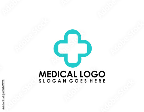 Health Care Logo, For Medical Center, With line Cross Symbol