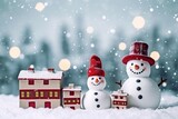 Christmas Banner Snowy Delight of Gift Boxes. Generative AI