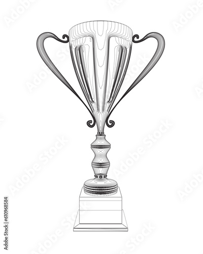 Outline Trophy cup. Winner's trophy icon vector is a symbol of victory in a sports event, award contour. Champions award, sport victory, winner prize concept..
