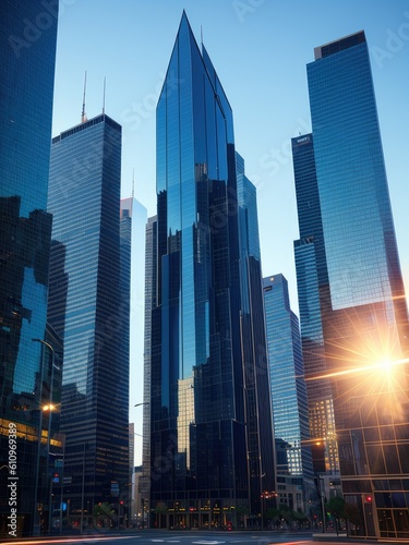 Glass skyscrapers in a big city. Generative by AI © vavfoto
