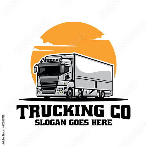 trailer cargo truck illustration logo vector