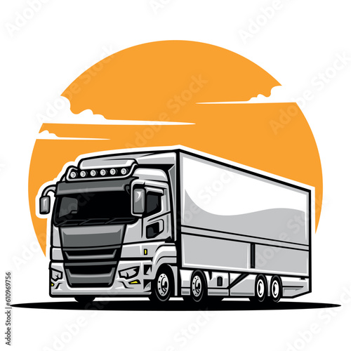 trailer cargo truck illustration icon vector