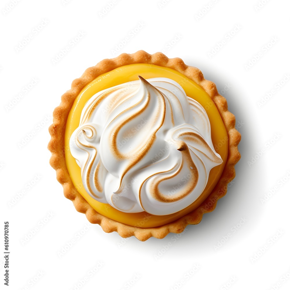 summer time lemon meringue pie with lemon slice isolated on a white background with copy space summer time lemon meringue pie with lemon slice isolated on a white background with copy space