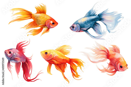 Colorful Fish Collection on Transparent Background. Generative AI ©  Creative_studio