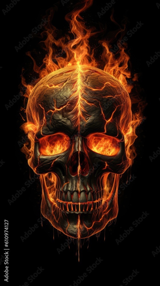 Skull in fire an dflames made with generated ai Skull in fire an dflames made with generated ai
