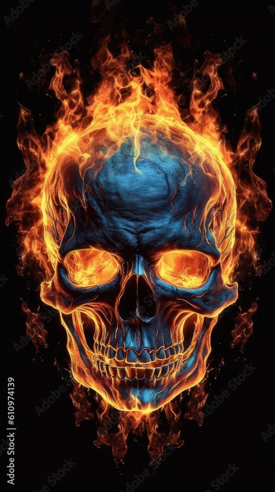 Skull in fire an dflames made with generated ai Skull in fire an dflames made with generated ai