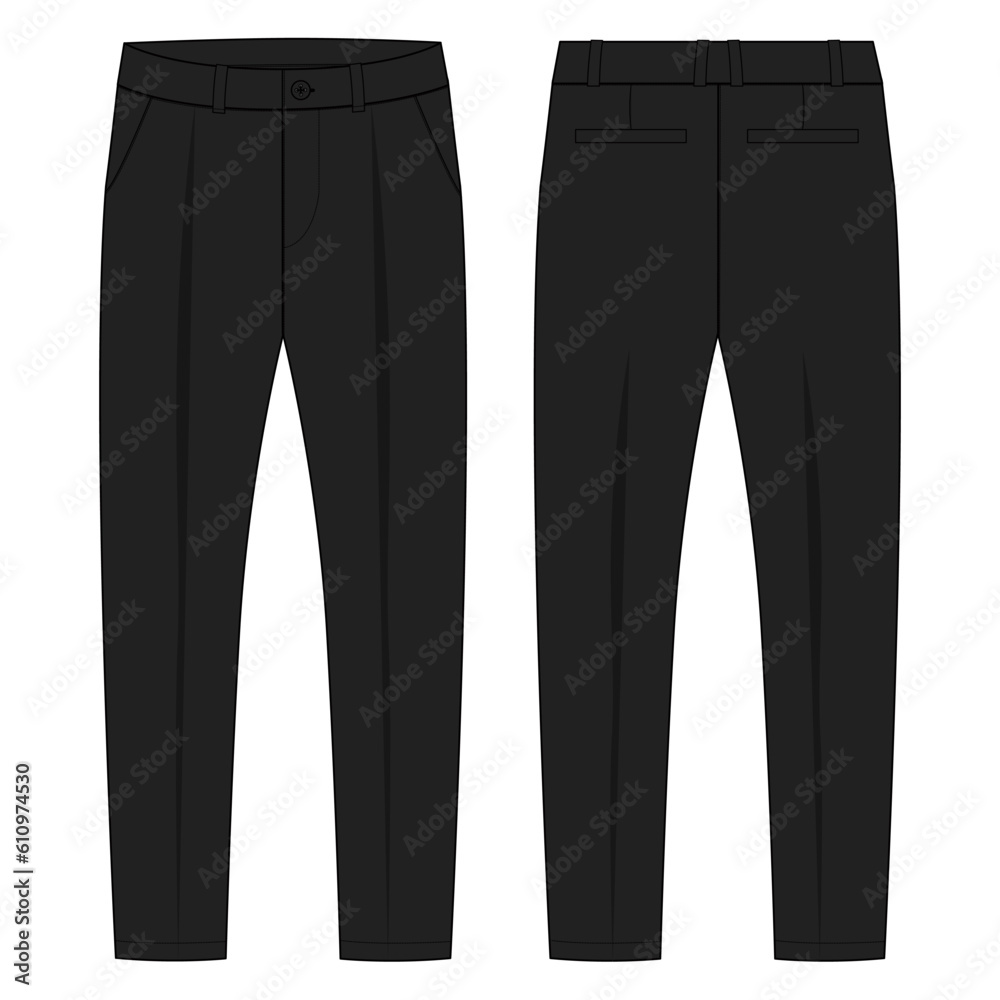 Trouser pants technical drawing fashion flat sketch vector illustration ...