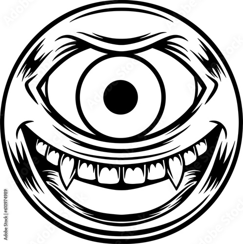 Scary smiley mascot illustration