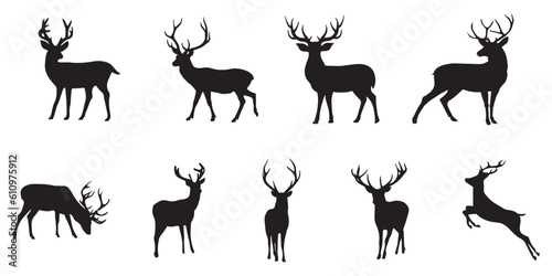 Deer collection icon. Vector silhouette. Vector Illustration. Vector Graphic. EPS 10 © Yegor