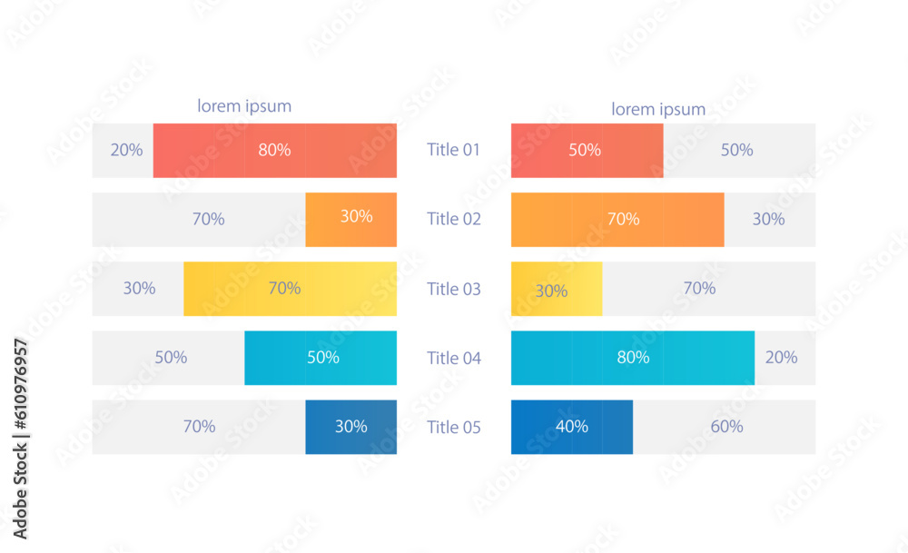 Mirror reflection infographic chart design template. Compare five
