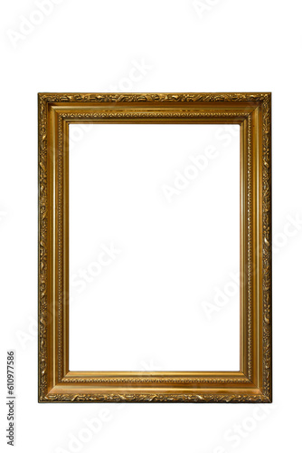 Isolated vintage retro gold frame