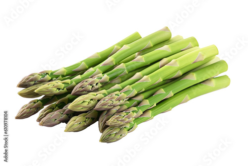 Fresh asparagus isolated on transparent background. PNG file, cut out. Generative AI. Digital Art Illustration