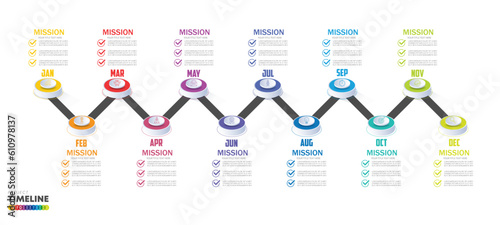 infographic Project timeline graph for 12 months modern diagram calendar, presentation vector infographic.