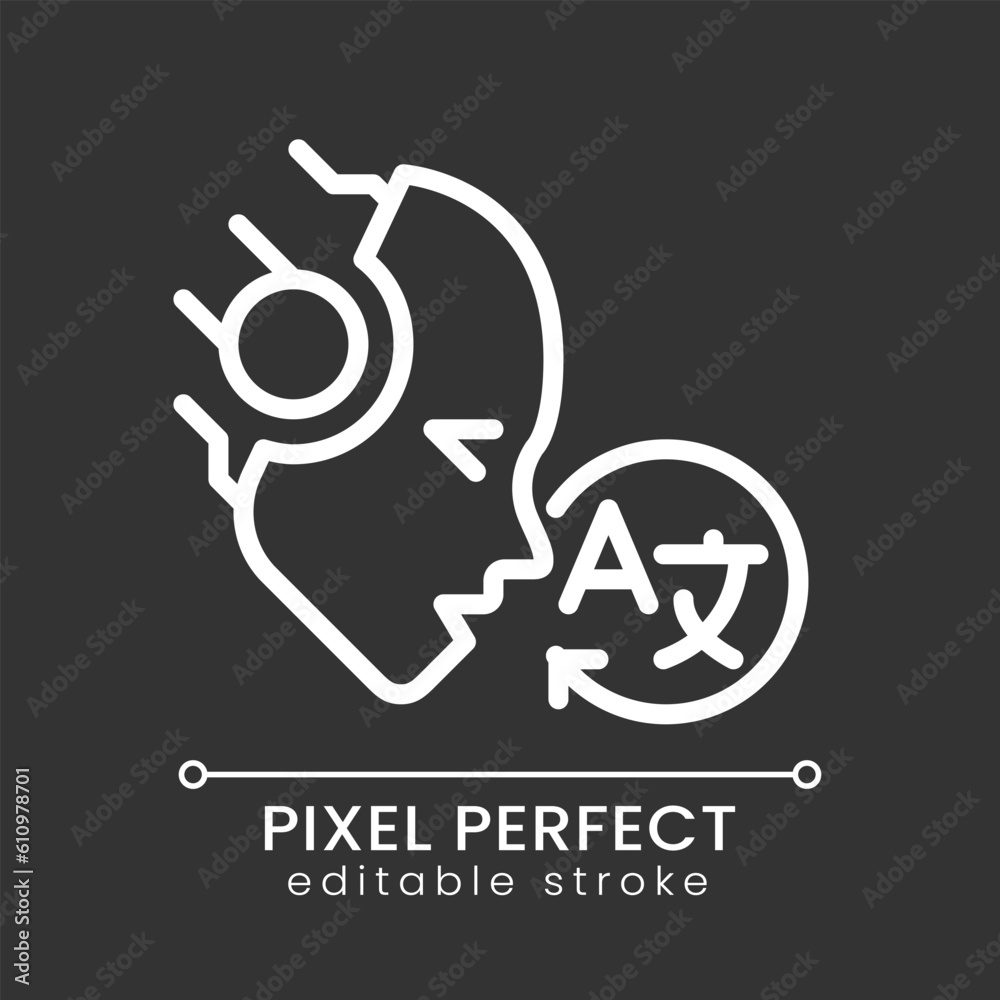 AI translates pixel perfect white linear icon for dark theme. Read ...