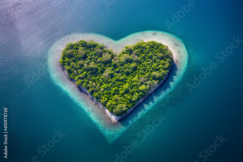 heart shape island in the sea