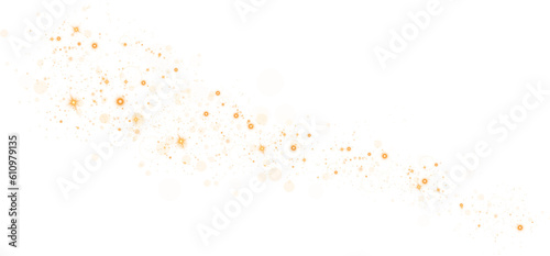 Golden glitter wave abstract illustration. Golden stars dust trail sparkling particles isolated on transparent background. Magic concept. PNG